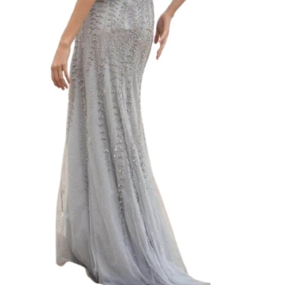 NWT Primavera Couture 3681 Bell sleeves Formal Gowns Platinum Size 24 - Picture 4 of 6